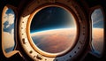 Surface of planet mars seen from inside a spacecraft Royalty Free Stock Photo