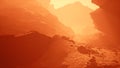 The surface of the red planet Mars during a dusty sandstorm. Mars colonization and space travel concept. The image is