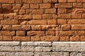Surface of red and white antique bricks is close Royalty Free Stock Photo