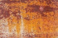 Surface of rusty iron with remnants of old paint, chipped paint, texture background Royalty Free Stock Photo