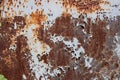 surface of rusty iron with remnants of old paint, chipped paint, texture background Royalty Free Stock Photo