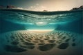 Surface of sand under water, creative digital illustration, scenery background