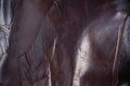 Surface and seam of leather. Royalty Free Stock Photo
