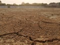 The surface of the soil is brown, cracked, arid, is a natural furrow.