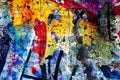 Surface texture with a lot of colors on a concrete wall with a strong porous and cracked surface structure. For abstract