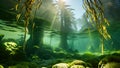 Surface view of dense kelp forest, these