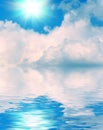 Surface water ripple and reflection of soft sky and clouds background Royalty Free Stock Photo