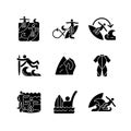 Surface water sport black glyph icons set on white space