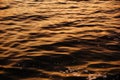 Surface of water with waves background texture, wave close up, light playing on the sea surface, the surface of golden water at Royalty Free Stock Photo
