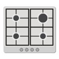 Surface of White Gas Hob Stove. Vector