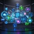 Surfaces of the spheres reflect light adding to the high tech appearanc Royalty Free Stock Photo