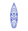 Surfboard with artistic ornament, vector illustration