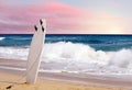 Surfboard on beach Royalty Free Stock Photo