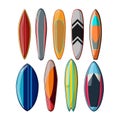 surfboard beach set cartoon vector illustration