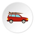 Surfboard car icon, flat style Royalty Free Stock Photo