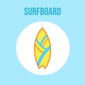 Surfboard icon. Geometric ornament. Beach vacation.