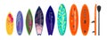 Surfboard icons set cartoon vector. Surfing board