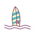 Surfboard line and fill style icon vector design