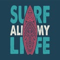 Surfboard with ornament for surfing. Hawaii board