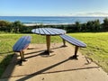 An iconic Gold Coast surfboard picnic area overlooking an Australian Gold Coast beach Royalty Free Stock Photo