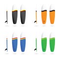 Surfboard set in various color design illustration