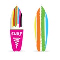 surfboard set with various icon on it illustration Royalty Free Stock Photo