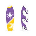 surfboard set with various summer icon on it illustration Royalty Free Stock Photo