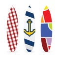 Surfboard set with various textured illustration Royalty Free Stock Photo