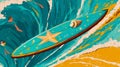 A surfboard with a star on top of it in the ocean Royalty Free Stock Photo