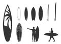 Surfboard vector set, Surfing silhouettes, Surfboard silhouettes, Surfing board silhouette, Surfboard svg, Surfboard vector Royalty Free Stock Photo