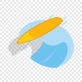 Surfboard with wave isometric icon