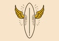 surfboard with wings retro vintage art