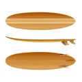 Surfboard wood vintage isolated realistic vector