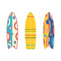 Surfboards. Beach set for summer trips. Vacation accessories for sea vacations Royalty Free Stock Photo