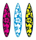 Surfboards with Hawaiian hibiscus flower pattern Royalty Free Stock Photo