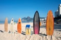 Surfboards on the Ipanema beach, Rio de Janeiro, Brazil Royalty Free Stock Photo