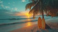 surfboards on a sandy sea beach Royalty Free Stock Photo