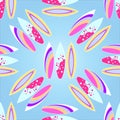 Surfboards seamless pattern with a gradient fill,