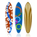 Surfboards on a white background