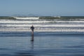 Surfcasting at Karioitahi beach New Zealand