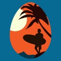 Original Easter decoration for eggs with a surfer.