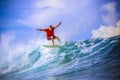 Surfer on Amazing Blue Wave Royalty Free Stock Photo