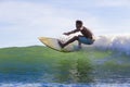 Surfer on Amazing Blue Wave Royalty Free Stock Photo