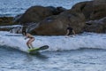 A surfer at Arugam Bay on the east coast of Sri Lanka.