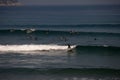 Surfer beach of Zarautz with people surfing in the waves 2.