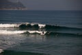 Surfer beach of Zarautz with people surfing in the waves 3.