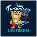 Cool Surfer bear vector illustration. T-shirt graphic