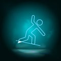 Surfer blue neon icon. Simple element illustration from map and navigation concept. Surfer blue neon icon. Real