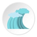 Surfer blue wave icon, flat style