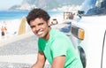 Surfer boy at beach at Rio de Janeiro Royalty Free Stock Photo